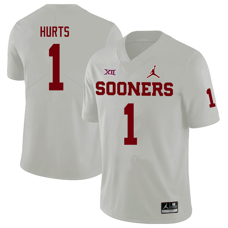 Oklahoma Sooners #1 Jalen Hurts Jordan Brand College Football Jerseys Sale-White